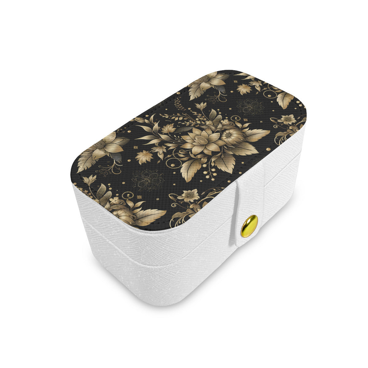 Gold Flowers Personalized Portable Jewelry Box