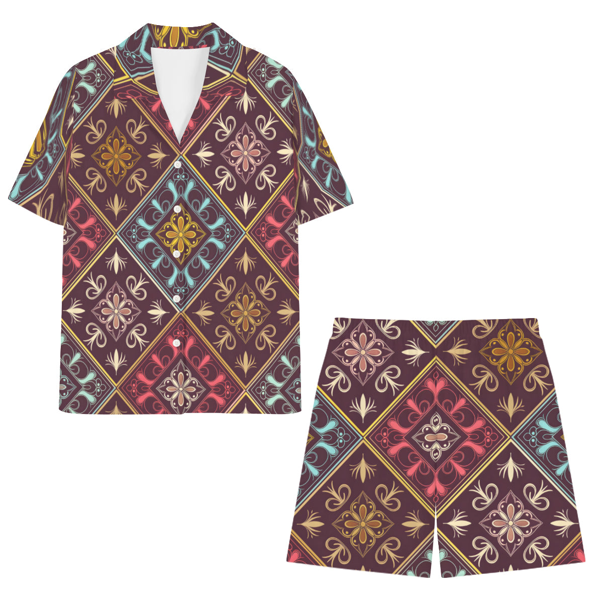 Abstract Pattern Man's Shirt And Short Set