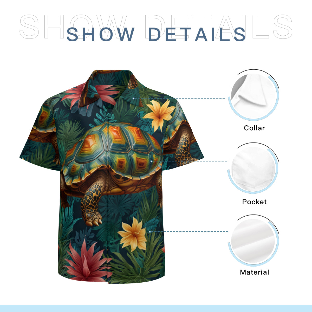 Tropical Tortoise Pattern Men's Casual Short-Sleeved Shirt