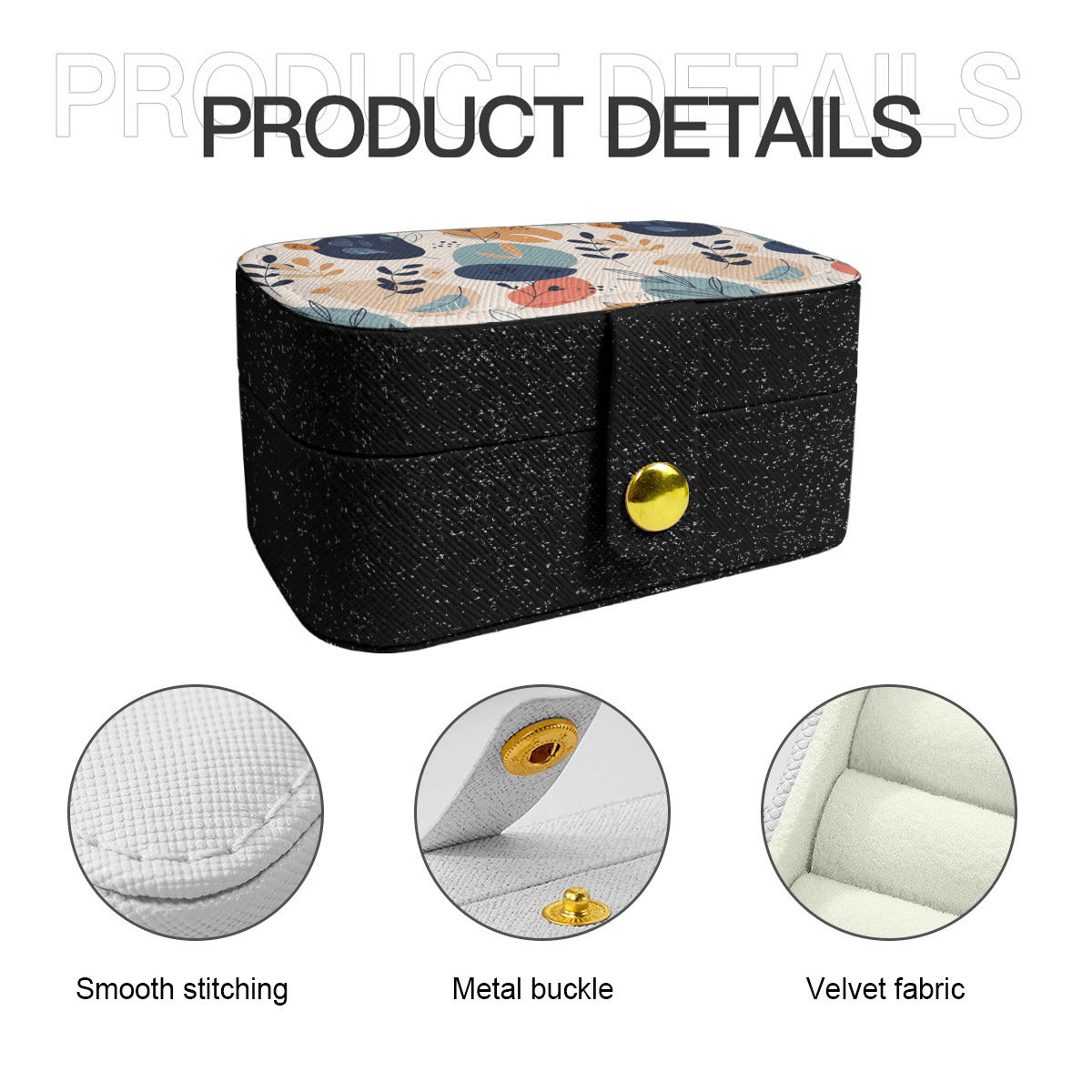 Abstract Floral Personalized Portable Jewelry Box