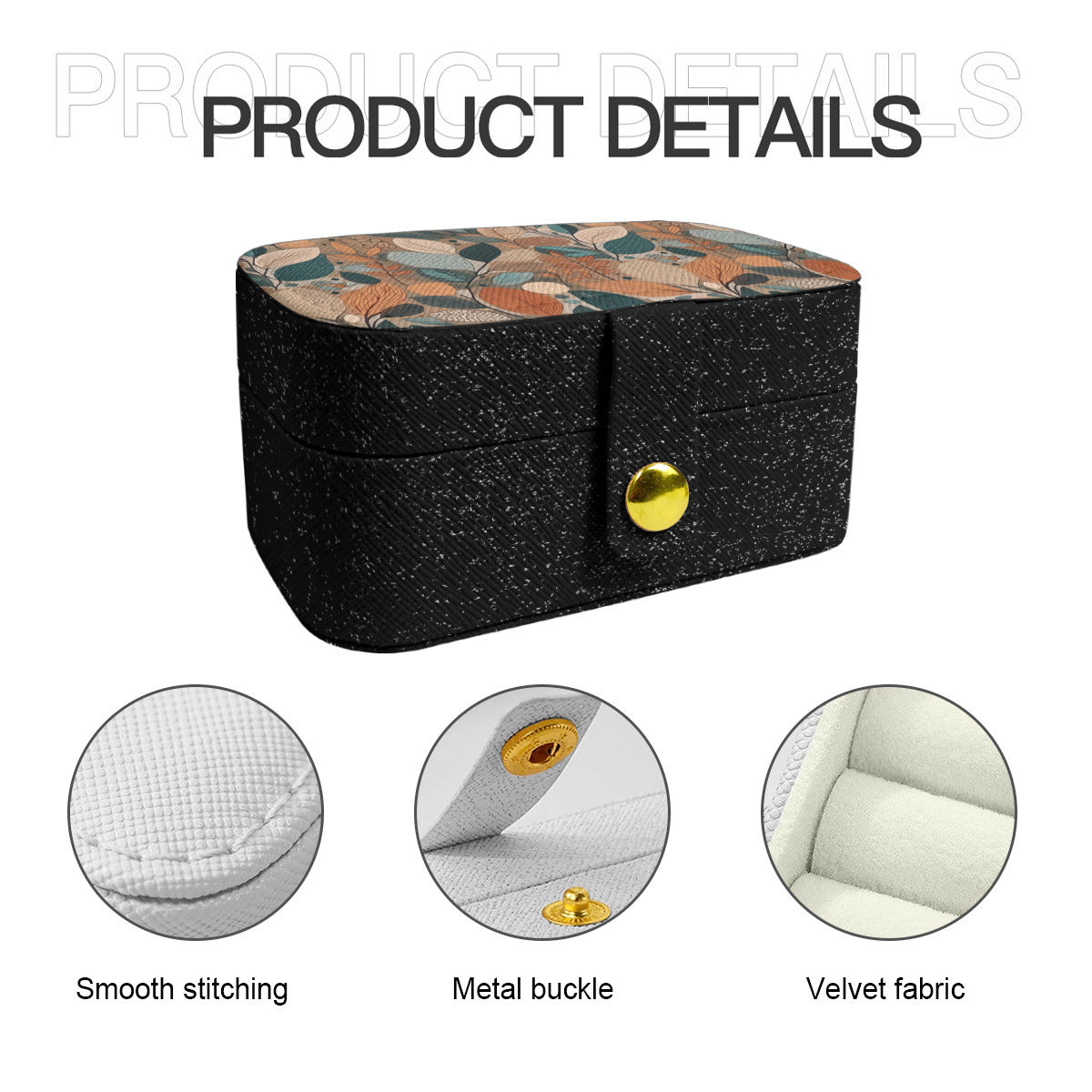 Floral Pattern Personalized Portable Jewelry Box