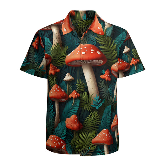 Tropical Mushroom Pattern Men's Casual Short-Sleeved Shirt