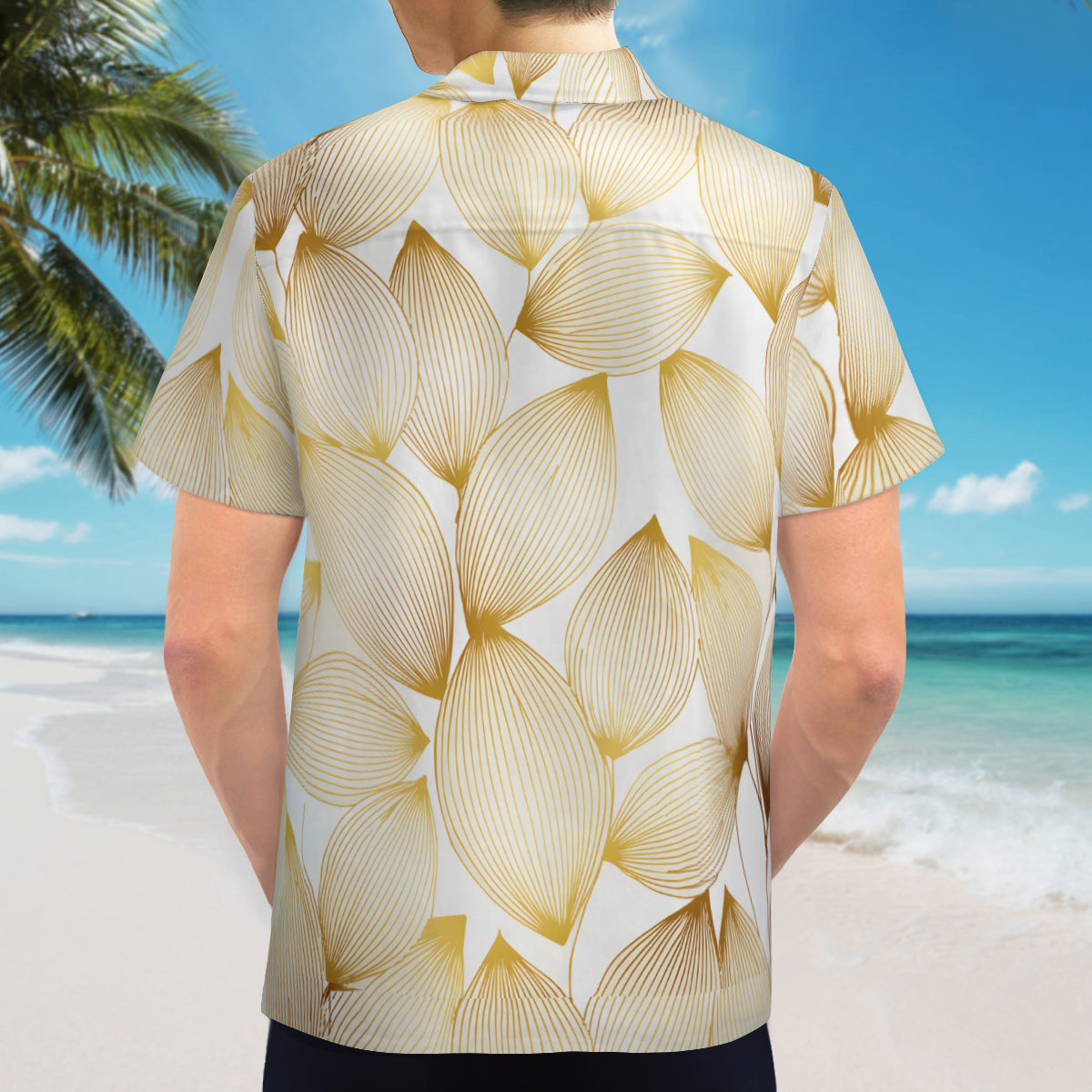 Abstract Pattern Gold Hawaiian Shirt
