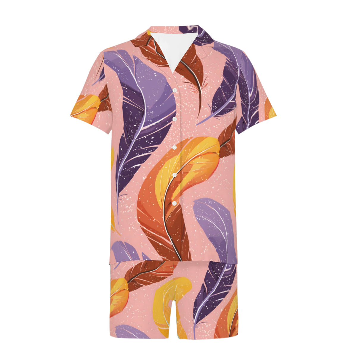 Abstract Feathers Man's Shirt And Short Set