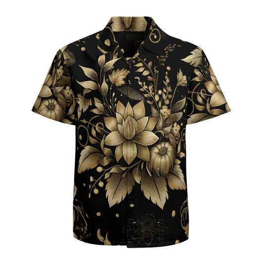 Gold Flowers Hawaiian Shirt