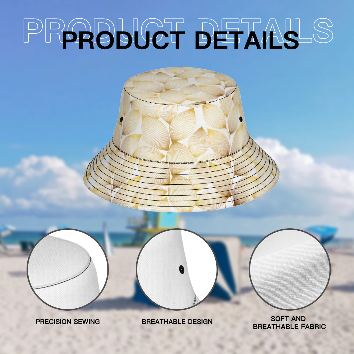 Abstract Pattern Gold Fisherman Hat