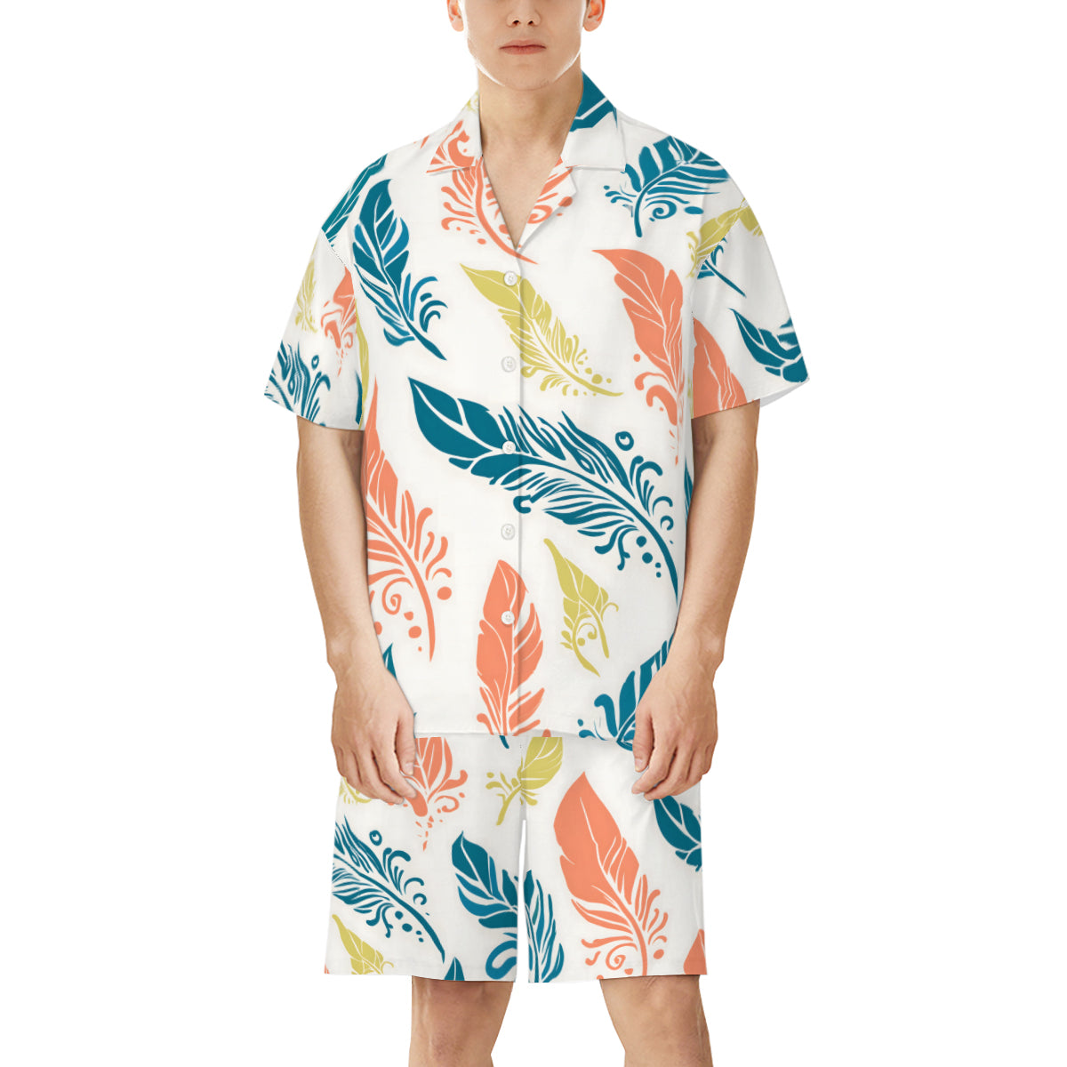 Abstract Floral Man's Shirt And Short Set