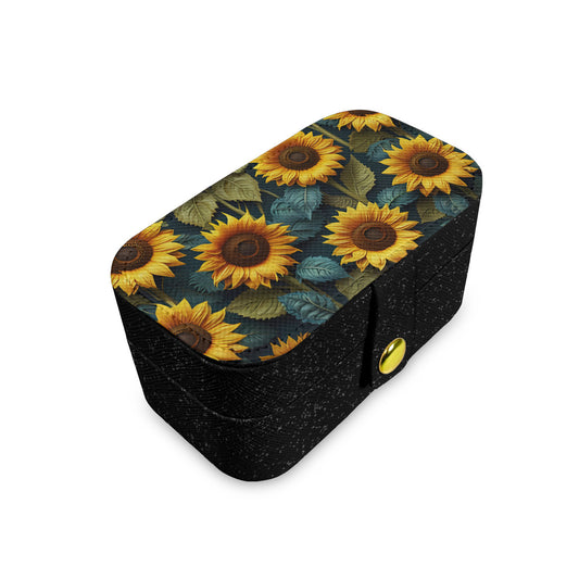 Sunflower Pattern Personalized Portable Jewelry Box
