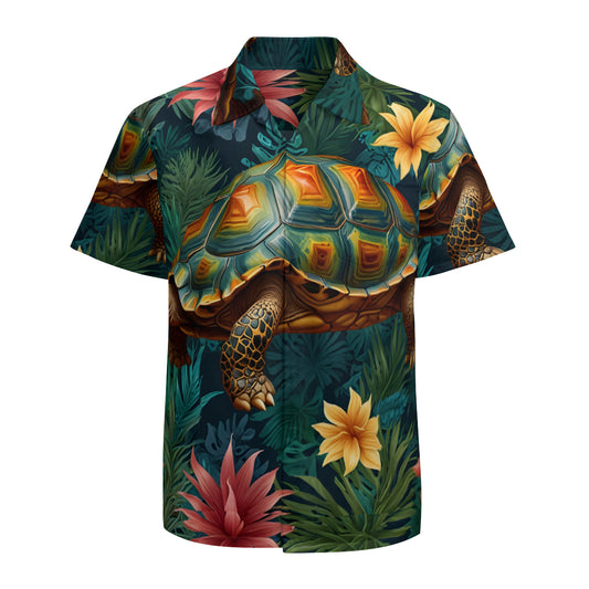 Tropical Tortoise Pattern Men's Casual Short-Sleeved Shirt