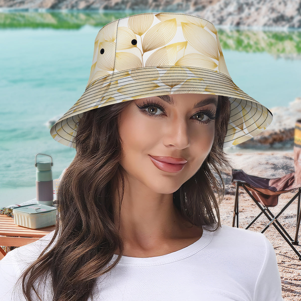 Abstract Pattern Gold Fisherman Hat