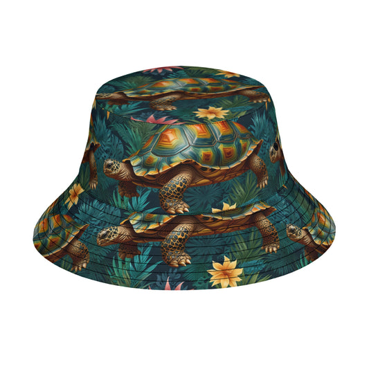 Tropical Tortoise Pattern Double-Sided Unisex Polyester Bucket Hat