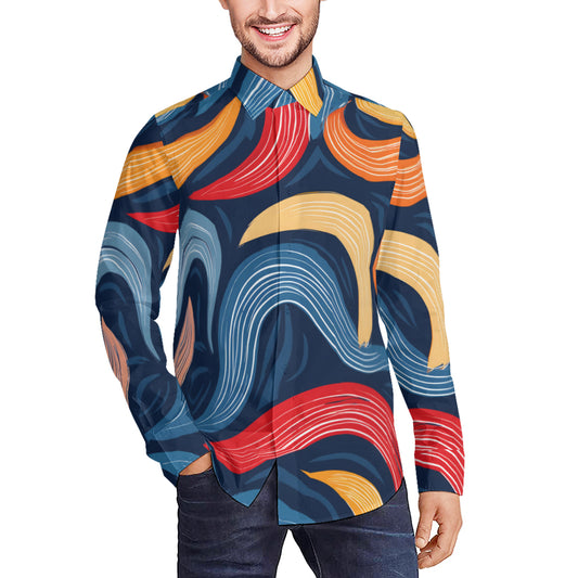Abstract Pattern Swirl Men's Classic Long-Sleeved Shirt