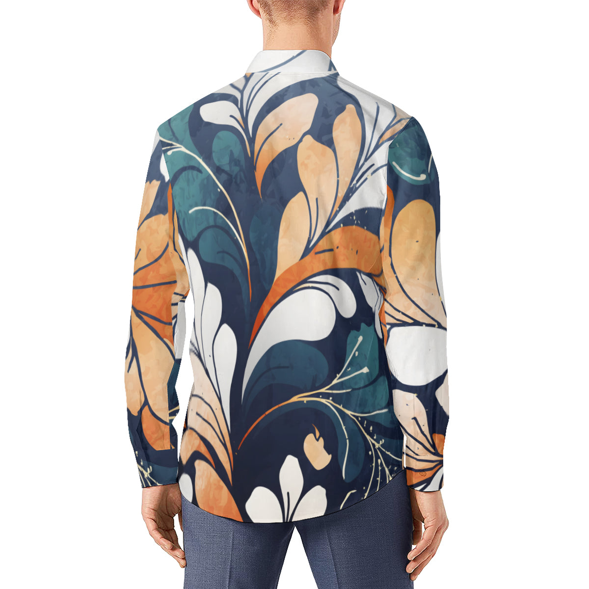 Abstract Floral Men's Classic Long-Sleeved Shirt