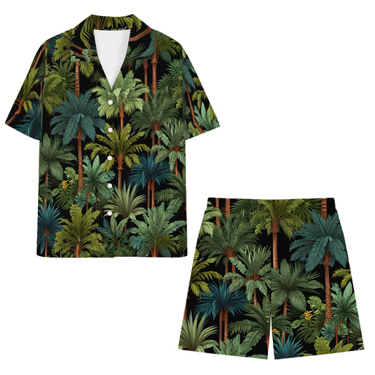 Tropical Trees Man's Shirt And Short Set