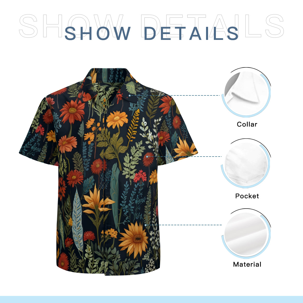 Botanical Plants Man's Casual Short-Sleeved Shirt