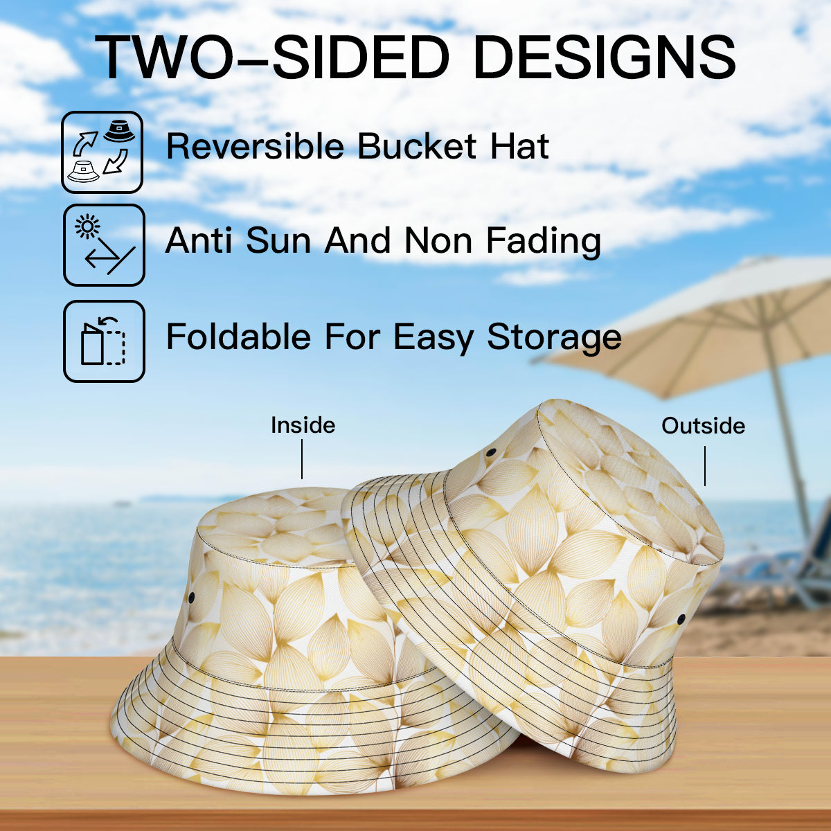 Abstract Pattern Gold Fisherman Hat