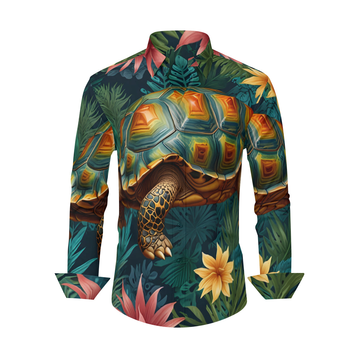 Tropical Tortoise Pattern Men's Classic Long-Sleeved Shirt