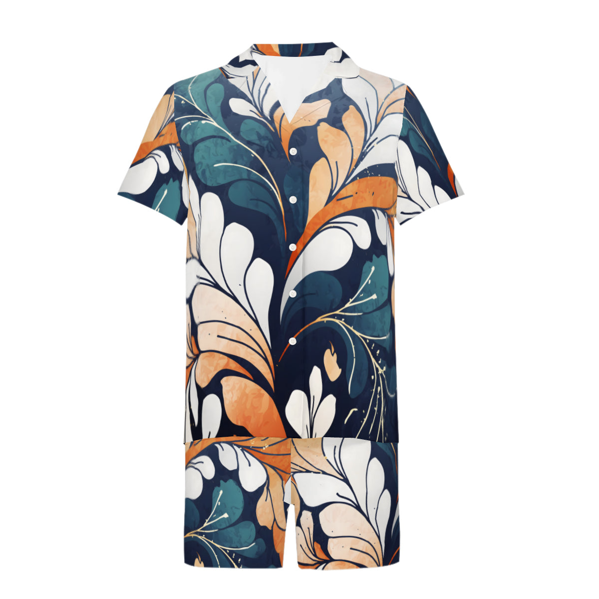 Abstract Floral Man's Shirt And Short Set