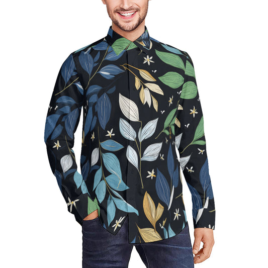 Elegant Leaves Men's Classic Long-Sleeved Shirt