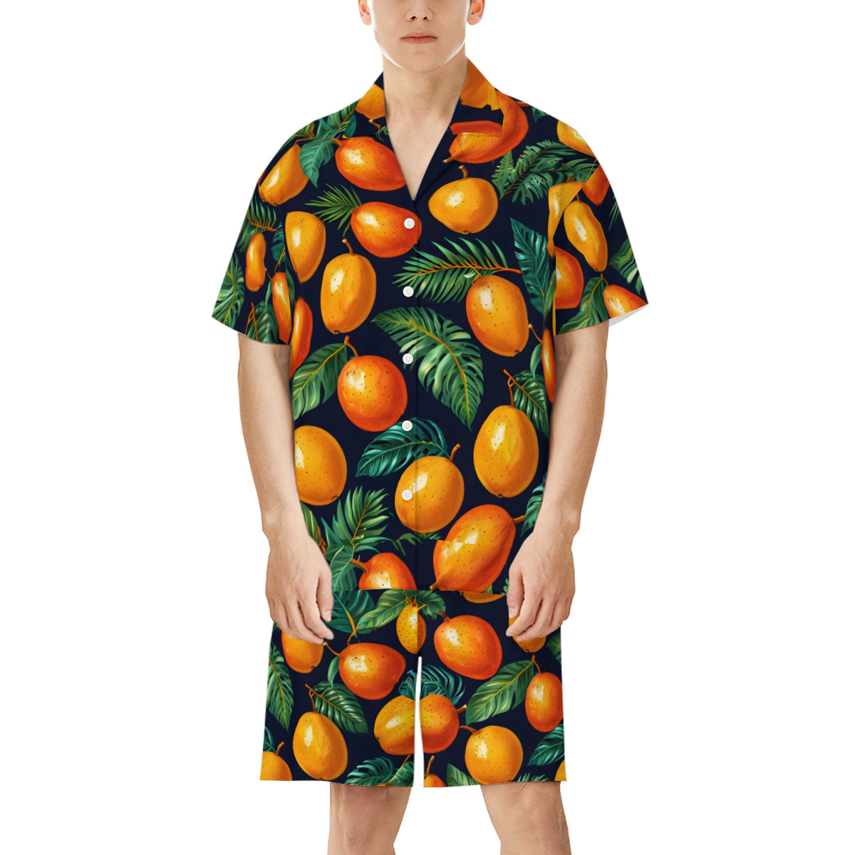 Tropical Mangoes Pattern Man's Shirt And Short Set