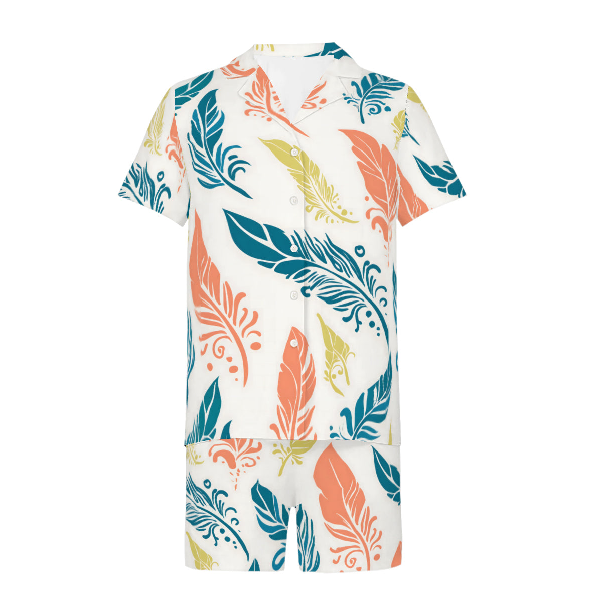 Abstract Floral Man's Shirt And Short Set