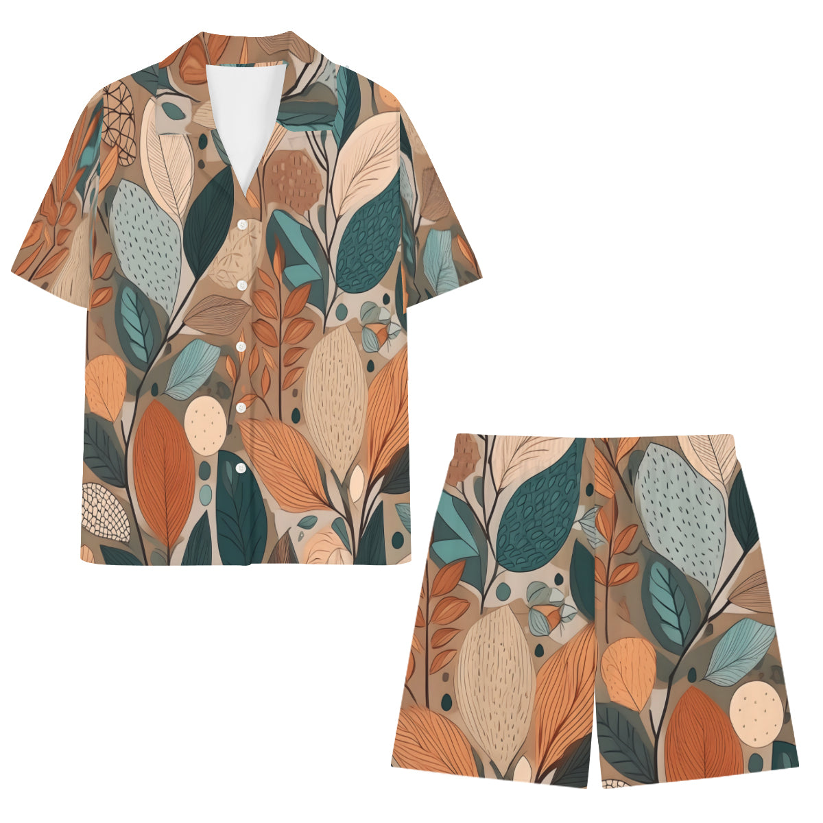Floral Man's Shirt And Short Set