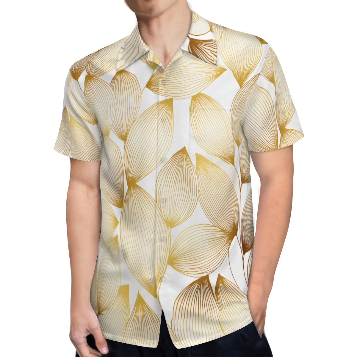 Abstract Pattern Gold Hawaiian Shirt