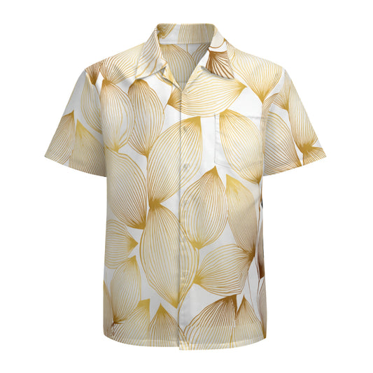 Abstract Pattern Gold Hawaiian Shirt