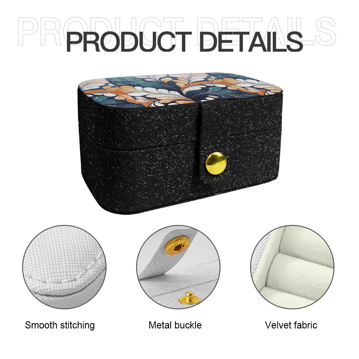 Abstract Floral Personalized Portable Jewelry Box