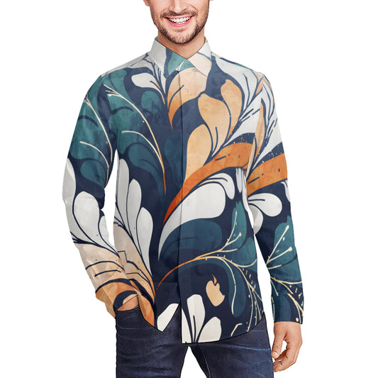 Abstract Floral Men's Classic Long-Sleeved Shirt