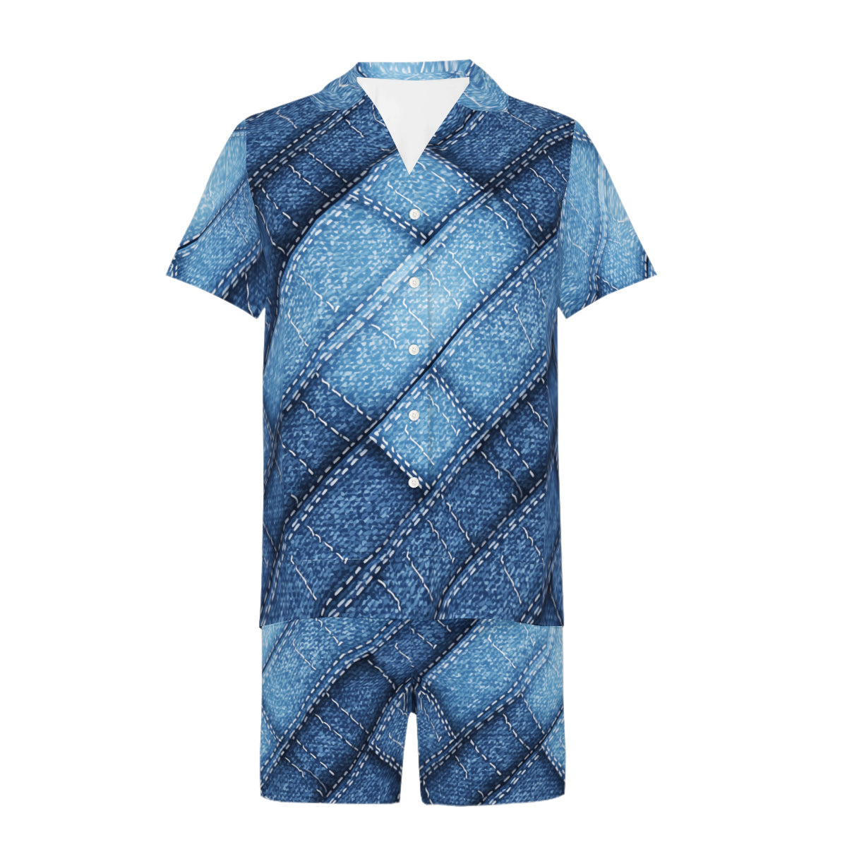 Denim Design Man's Shirt And Short Set