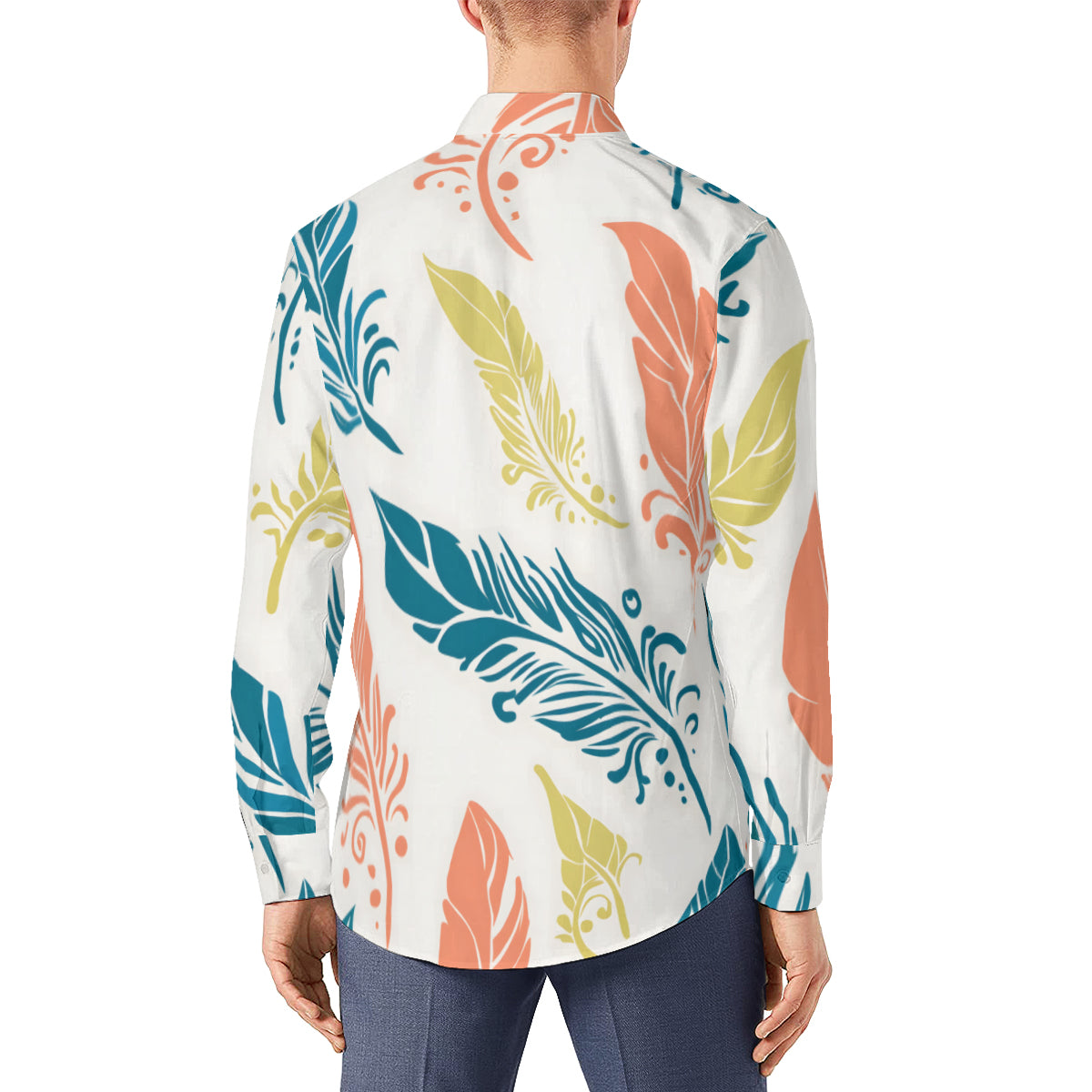 Abstract Floral Men's Classic Long-Sleeved Shirt