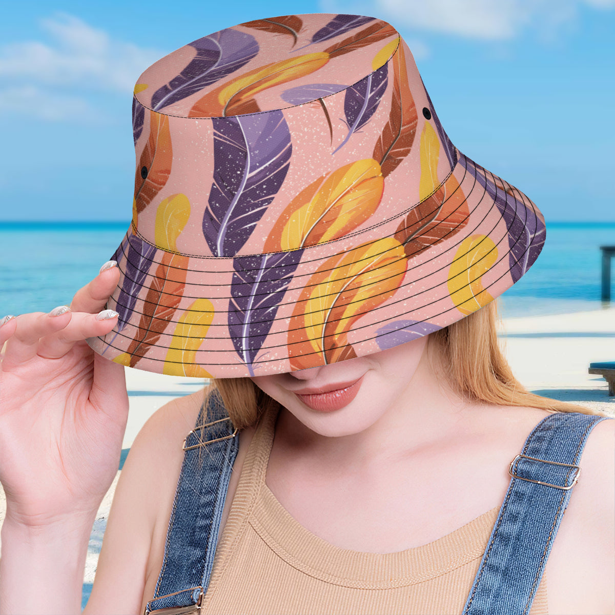 Abstract Feathers Fisherman Hat