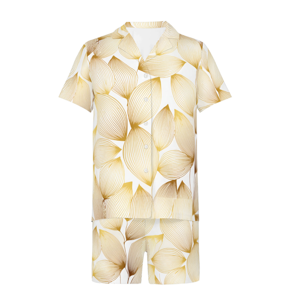 Abstract Pattern Gold Man's Shirt And Short Set
