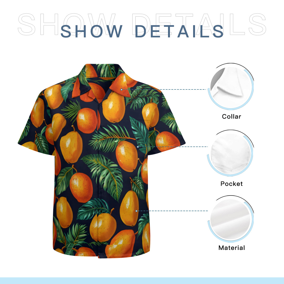 Tropical Mangoes Pattern Men's Casual Short-Sleeved Shirt