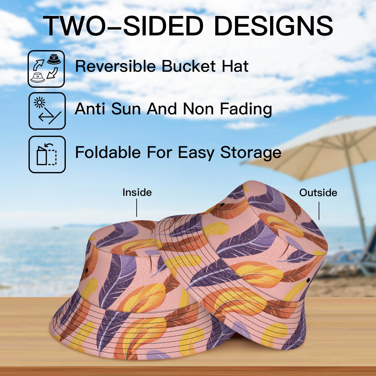 Abstract Feathers Fisherman Hat