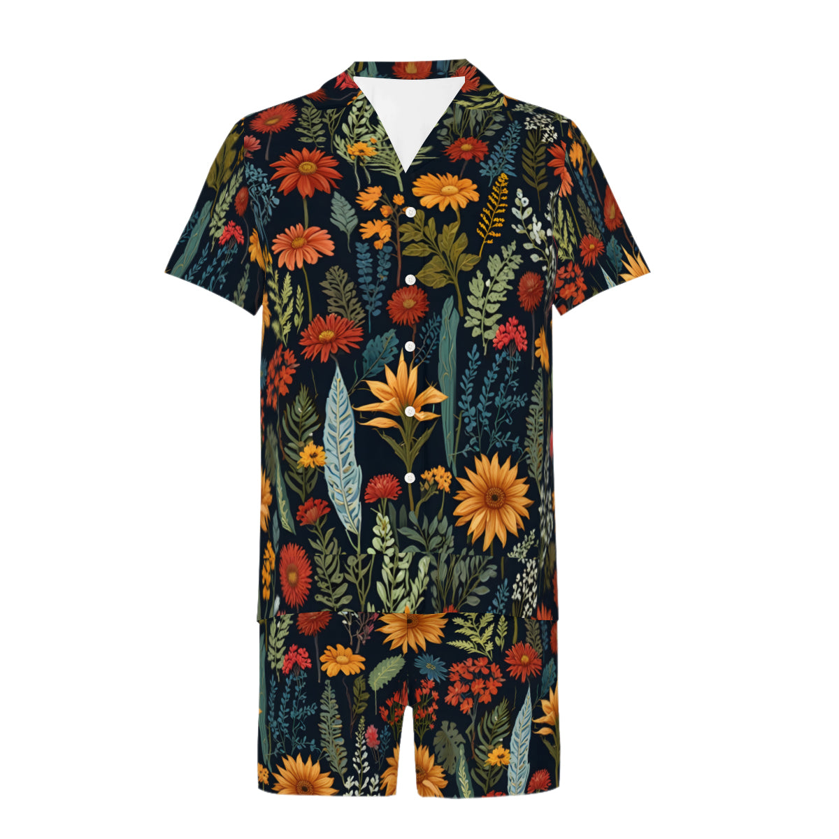 Botanical Plants Man's Shirt And Short Set