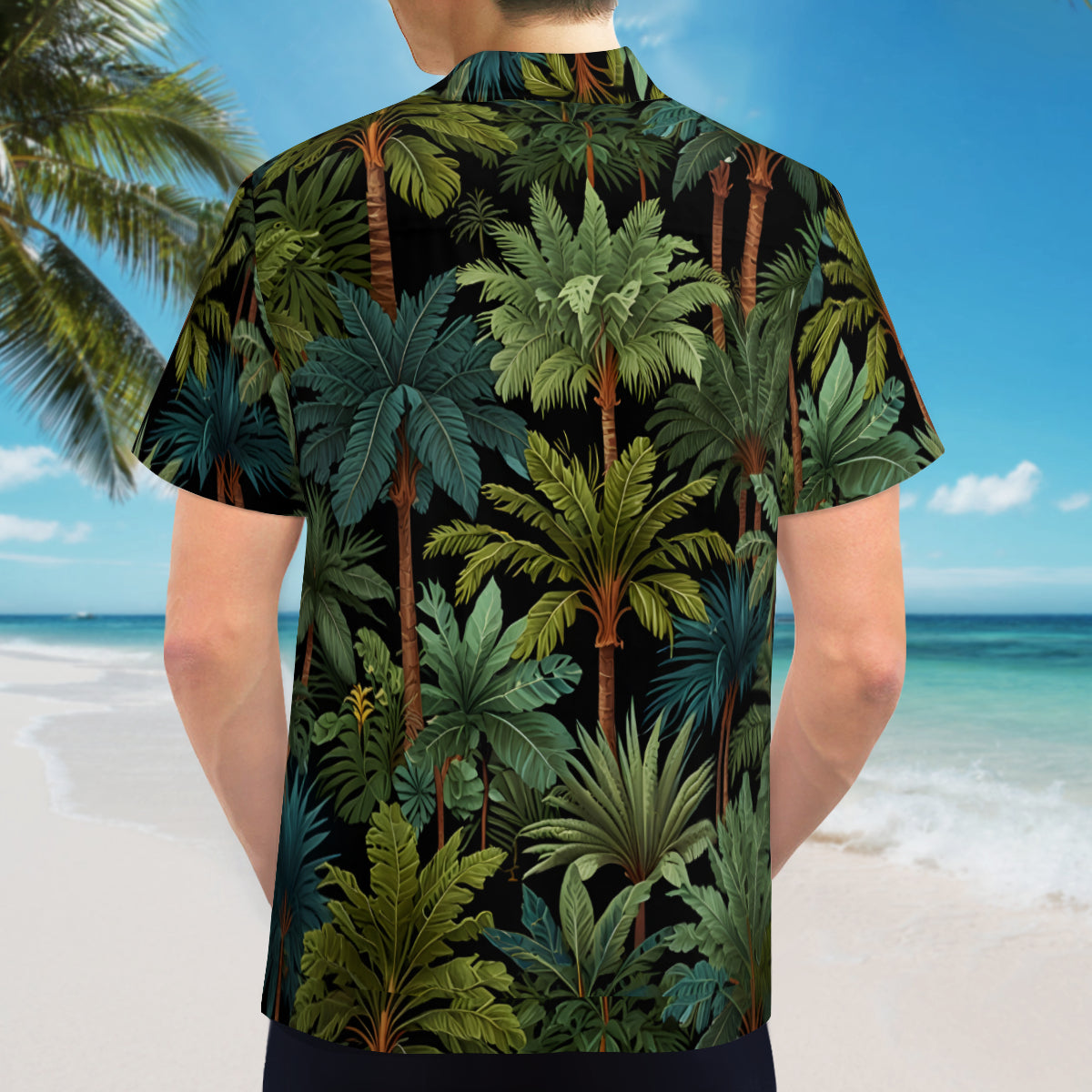 Tropical Trees Men's Casual Short-Sleeved Shirt