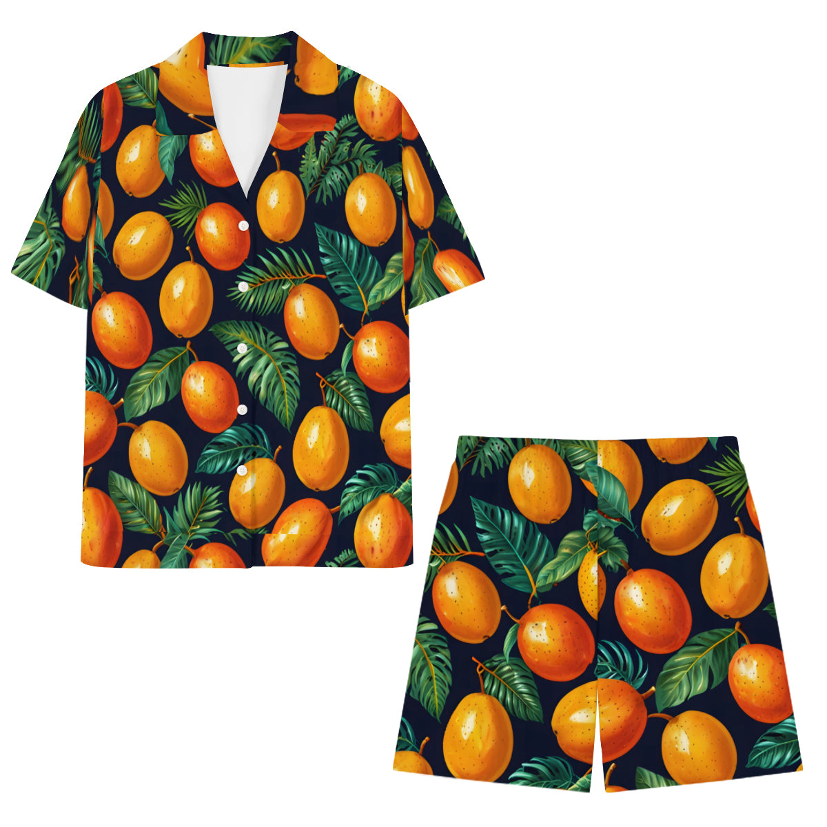 Tropical Mangoes Pattern Man's Shirt And Short Set