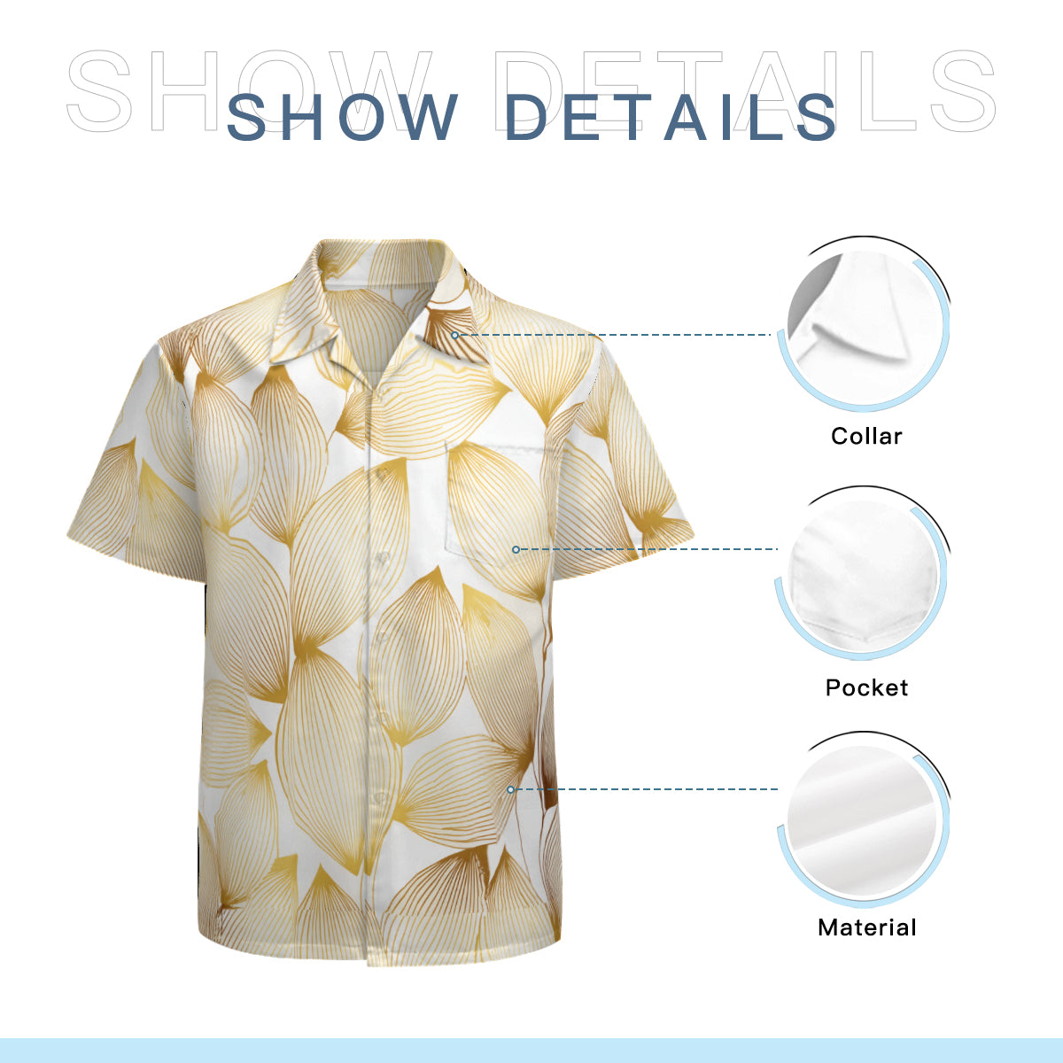 Abstract Pattern Gold Hawaiian Shirt