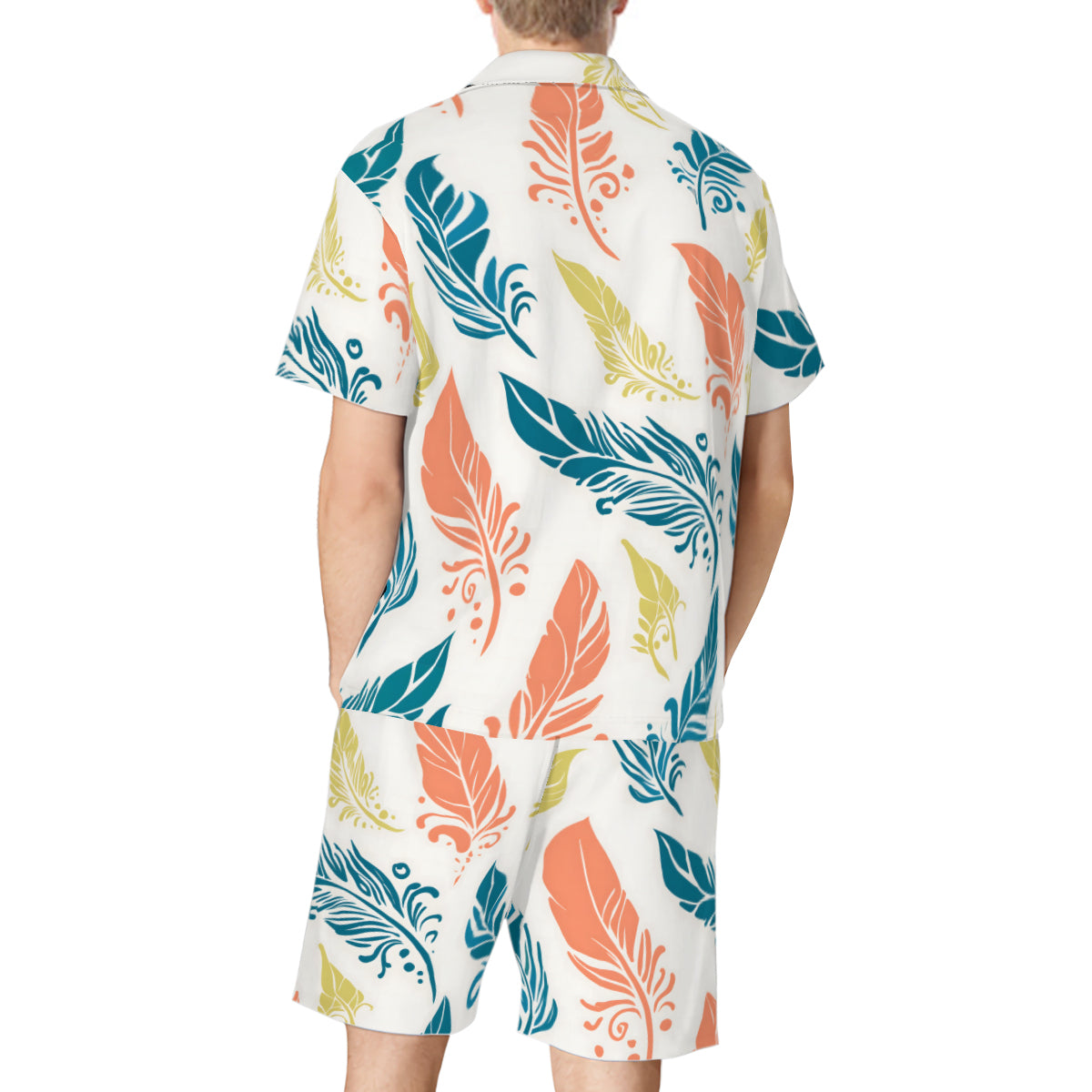 Abstract Floral Man's Shirt And Short Set