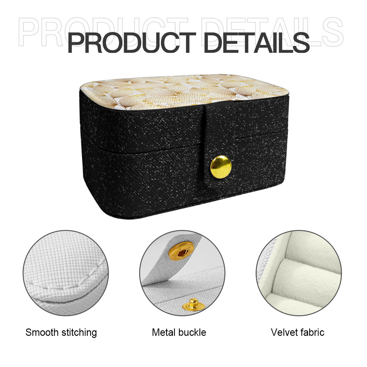 Abstract Pattern Gold Personalized Portable Jewelry Box
