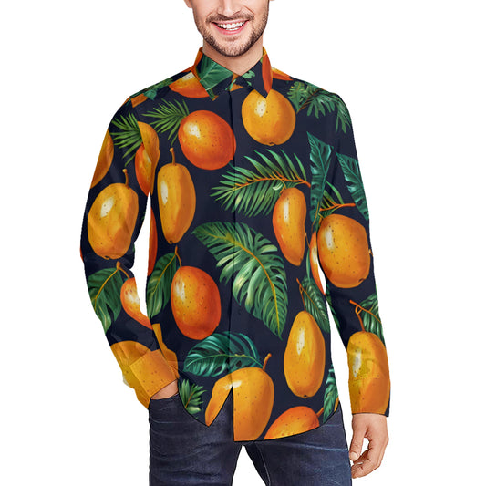 Tropical Mangoes Pattern Men's Classic Long-Sleeved Shirt