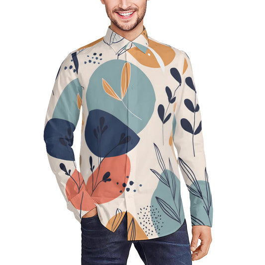 Abstract Floral Men's Classic Long-Sleeved Shirt