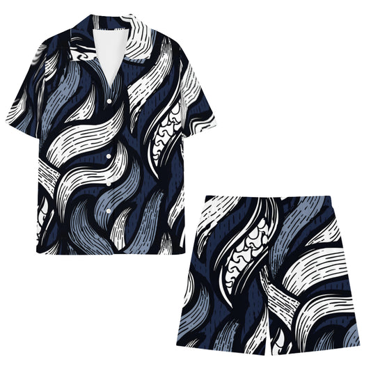 Abstract Men's Shirt And Short Set