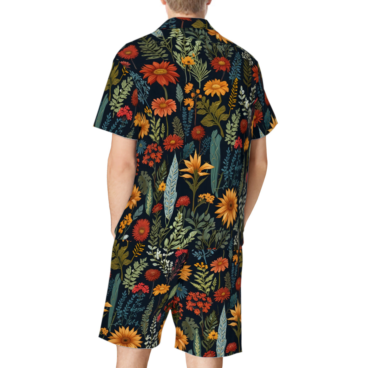 Botanical Plants Man's Shirt And Short Set