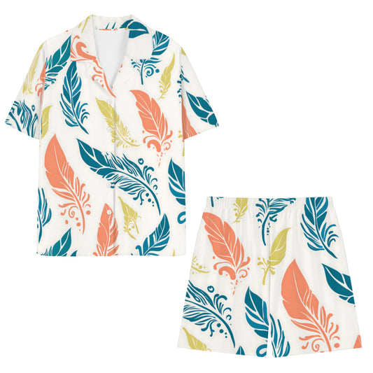 Abstract Floral Man's Shirt And Short Set