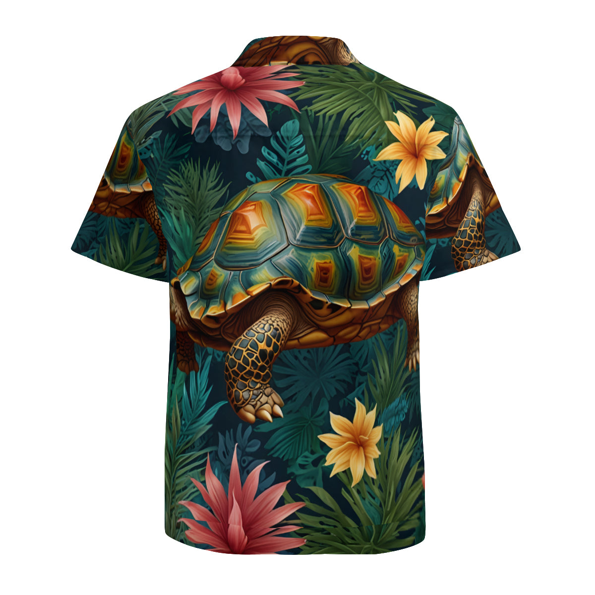 Tropical Tortoise Pattern Men's Casual Short-Sleeved Shirt