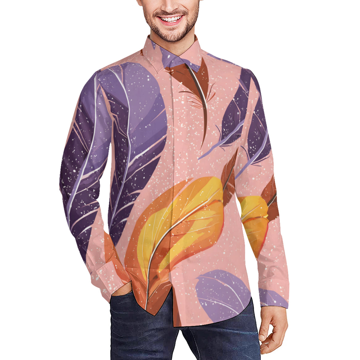 Abstract Feathers Men's Classic Long-Sleeved Shirt