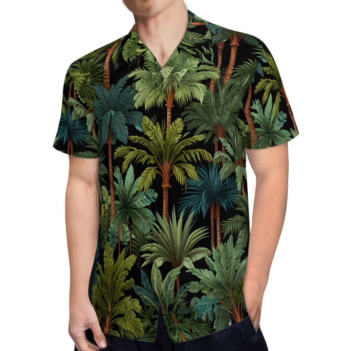 Tropical Trees Men's Casual Short-Sleeved Shirt